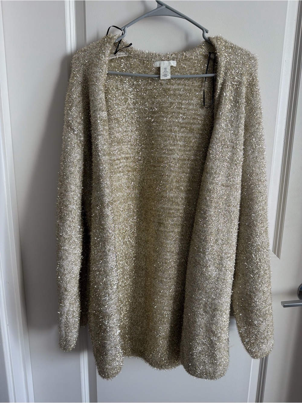 H&M Sparkle Open-Front Cape Cardigan - Cream